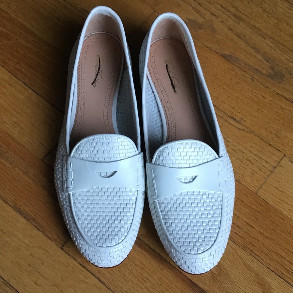 NEW Brooks Brothers white woven leather loafers